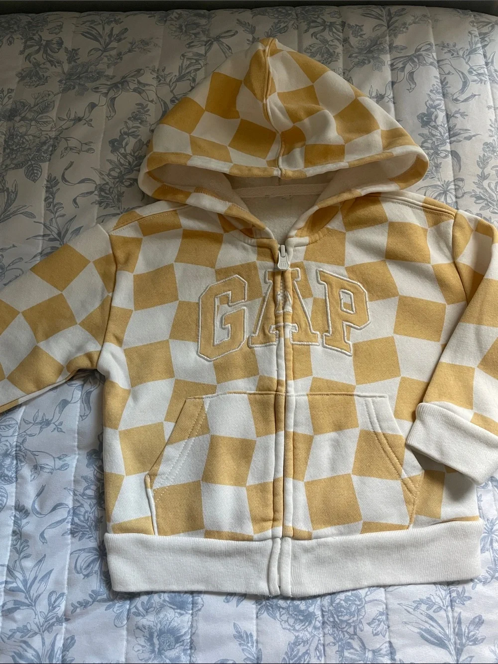 GAP Yellow and White Checkerboard Hoodie & Joggers Set 2T